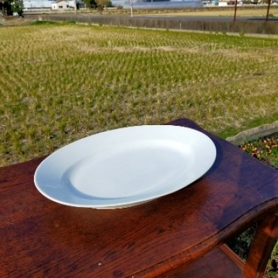 画像1: フランスアンティーク　20世紀初頭　国名表記なし　白いオーバルプレート　大皿